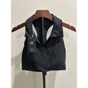 NWT Halara Collared Racerback Tennis Tank Top BLACK
